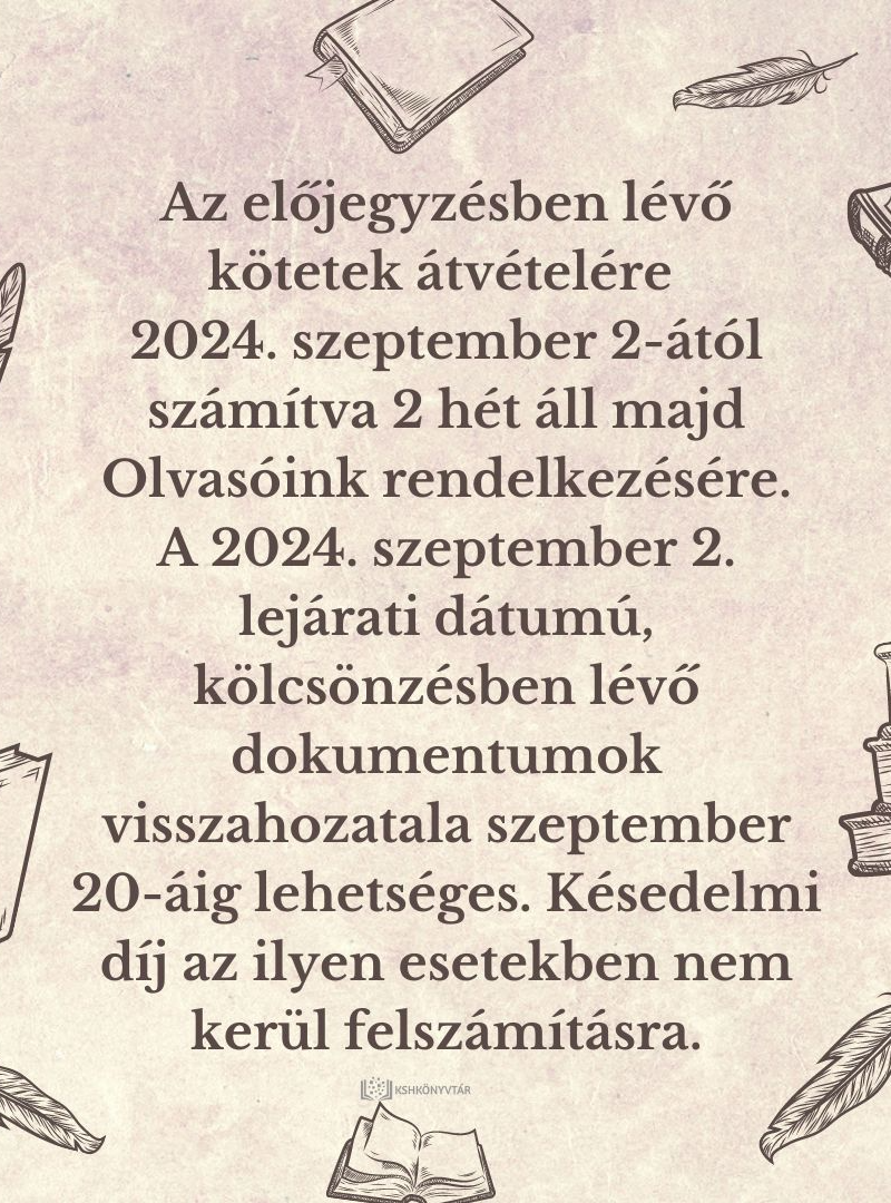 Kikölcsönzés alatt és előjegyzésben álló könyvek